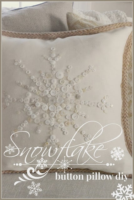 No-sew snowflake button pillow