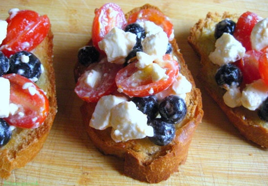 July 4th recipes: Red, White and Bruschetta on the table.