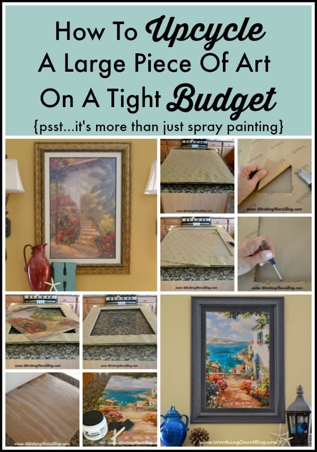 How to upcycle a large piece of art on a budget. There's more to it than just spray painting, but it's sooo easy.