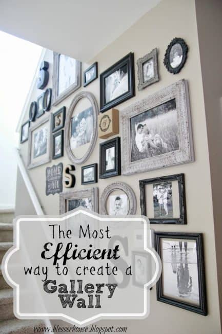 Tips for creating the perfect gallery wall.  Use this method and you won't wind up with a bunch of unused holes in your wall.