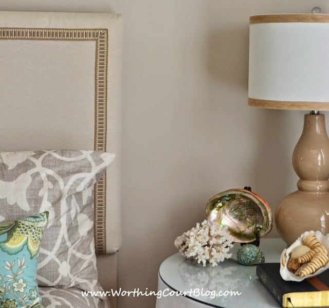 Bedroom decorating ideas - diy dropcloth headboard embellished with decorator trim