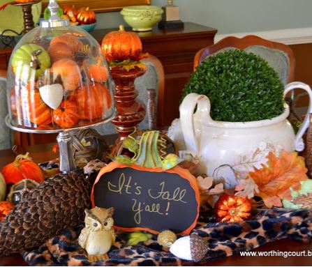 Fall dining room table centerpiece.