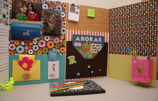 Make a homework station with a plain tri-fold board from the craft store