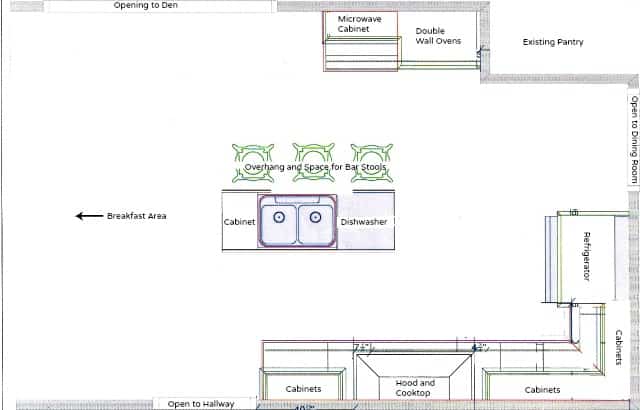 Remodeled kitchen floor plan || WorthingCourtBlog.com