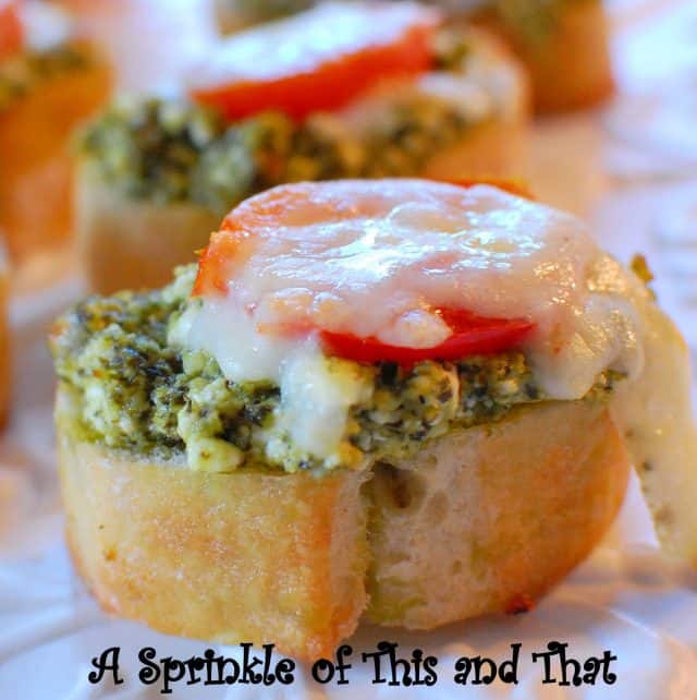 Recipe for Pesto and Goat Cheese Crostini appetizer