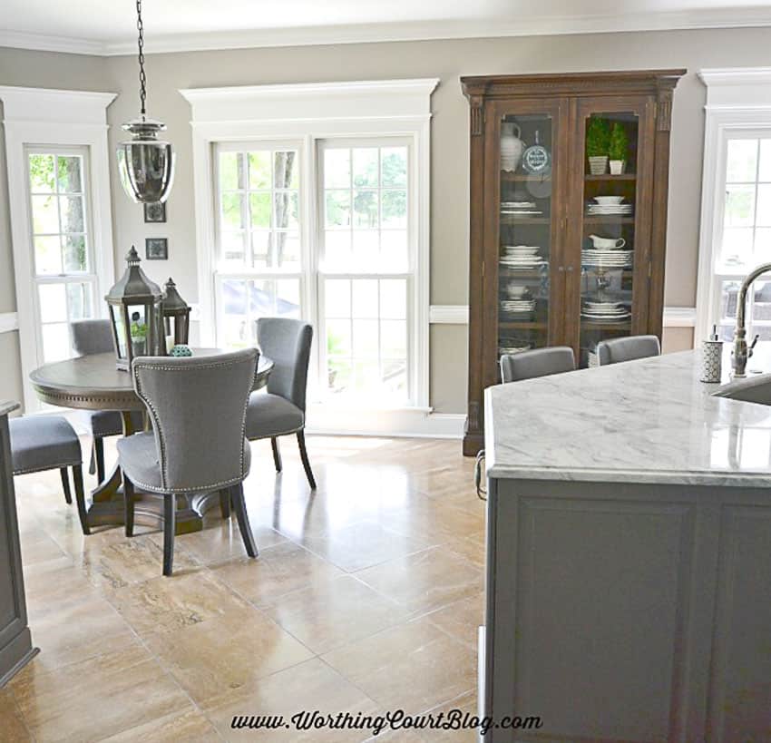 Use a glass front cabinet in the kitchen for displaying special dishes || Worthing Court