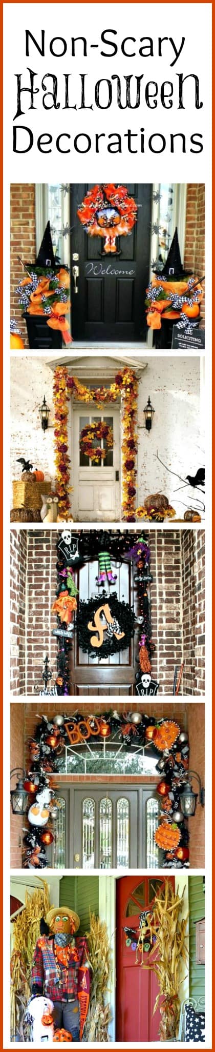Non-Scary Outdoor Halloween Decorations For Your Front Door poster.