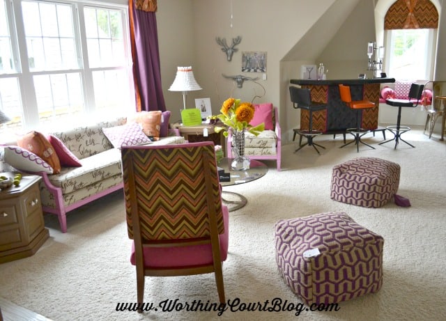 Bonus room with mid-century styling