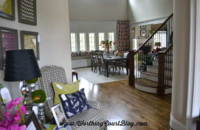 Chic Chateau show house view from foyer into the dining room