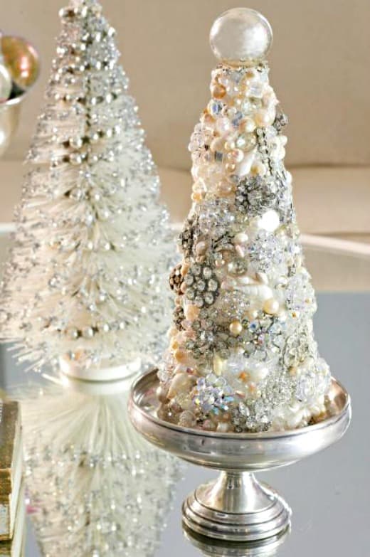 Cover a tree shaped piece of foam with vintage costume jewelry for a one of a kind diy Christmas tree