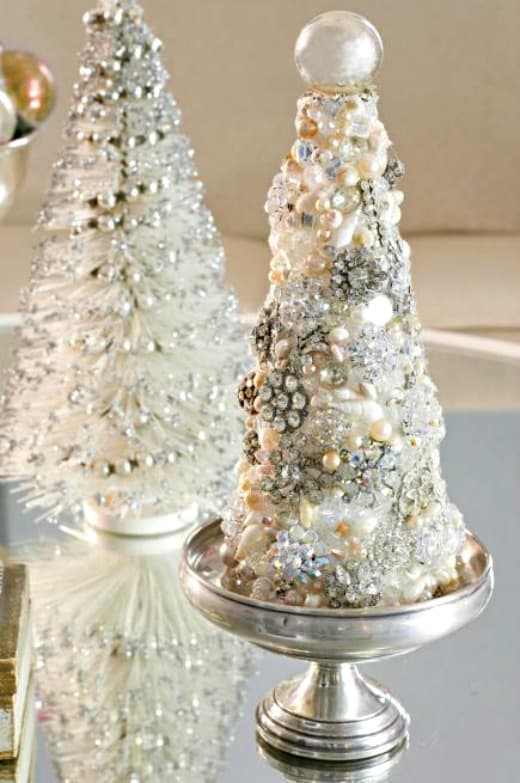 3 D Christmas tree from vintage jewelry on a styrofoam form