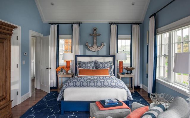 Add a pop of color to the monochromatic color scheme  of a room.