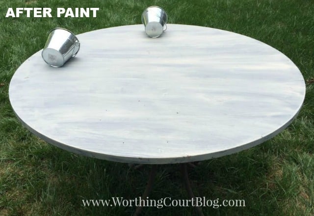 table top after painting in a weathered finish