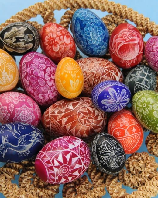 Etched Easter eggs