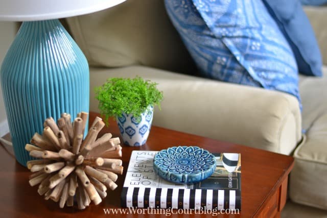 Family room end table vignette