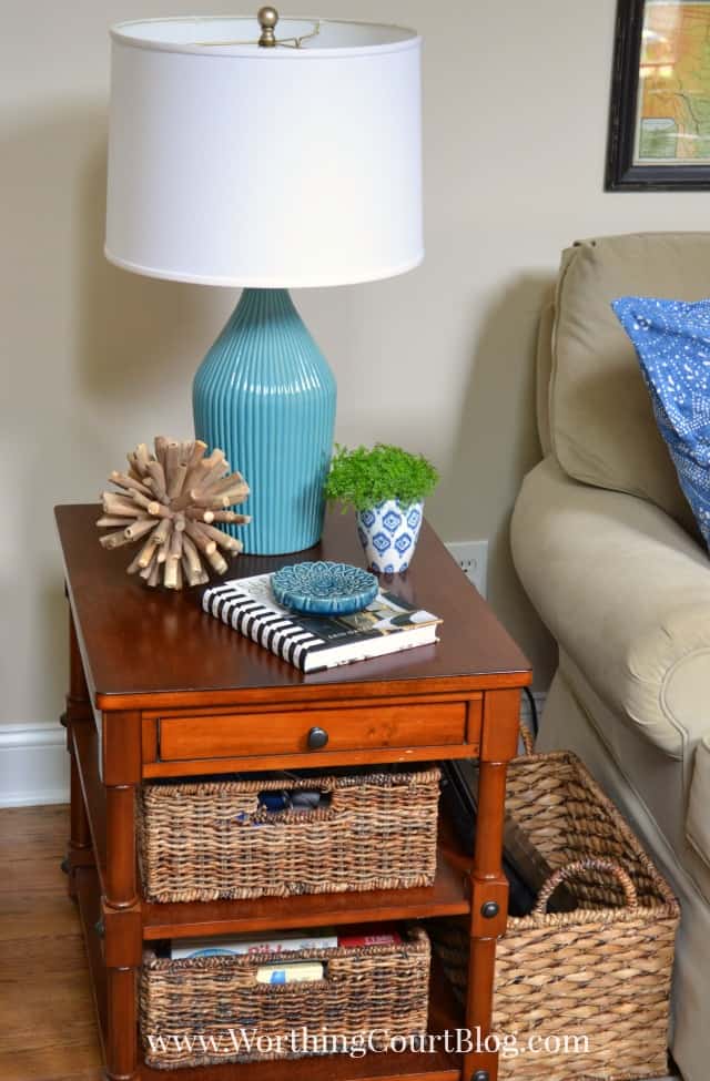 Family room end table vignette