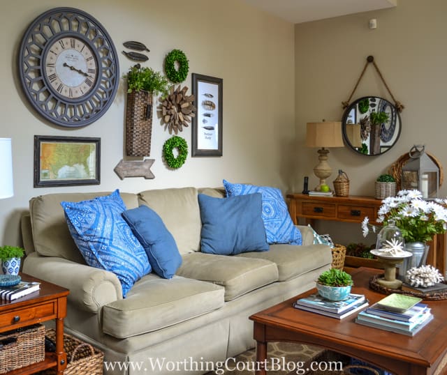 Decorating wall best sale behind couch