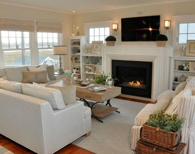 How to get the look of this beachy family room on a budget