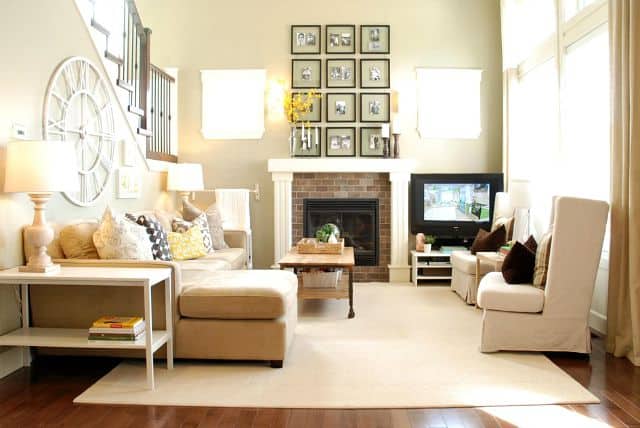 Keep lines clean and simple when using a sectional sofa in a small family room to avoid a cluttered look.