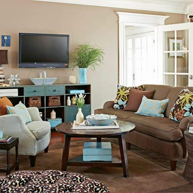 A round coffee table works well in a small living space