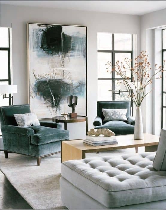 Consider using a large piece of statement art in a small room to add drama
