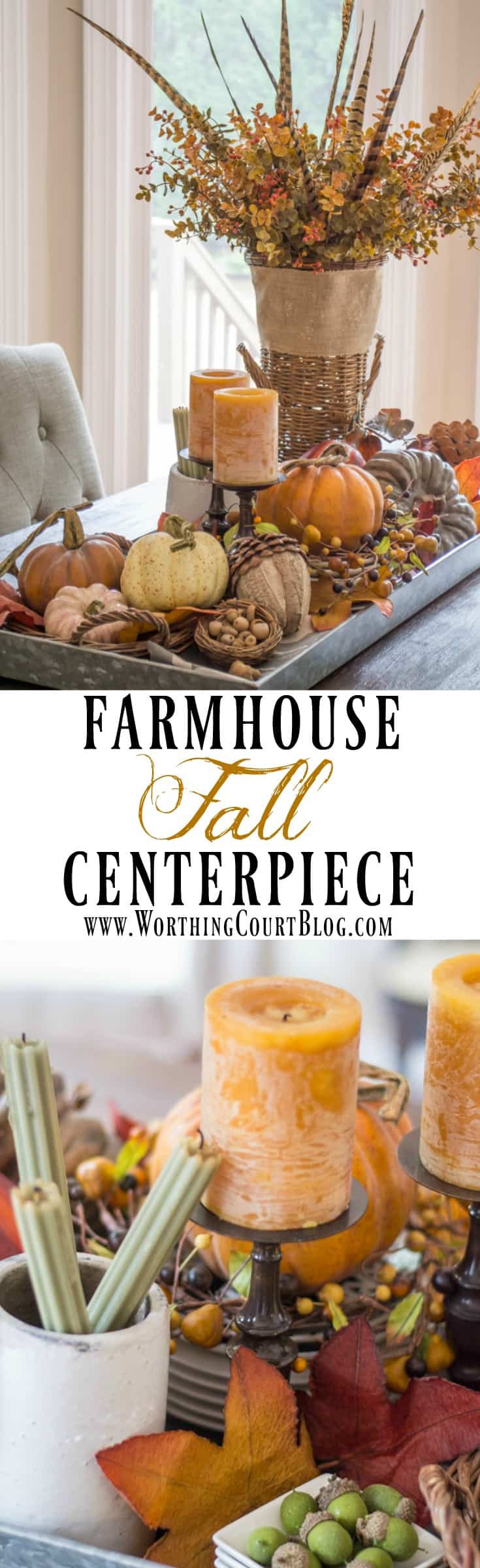 Farmhouse fall centerpiece graphic.