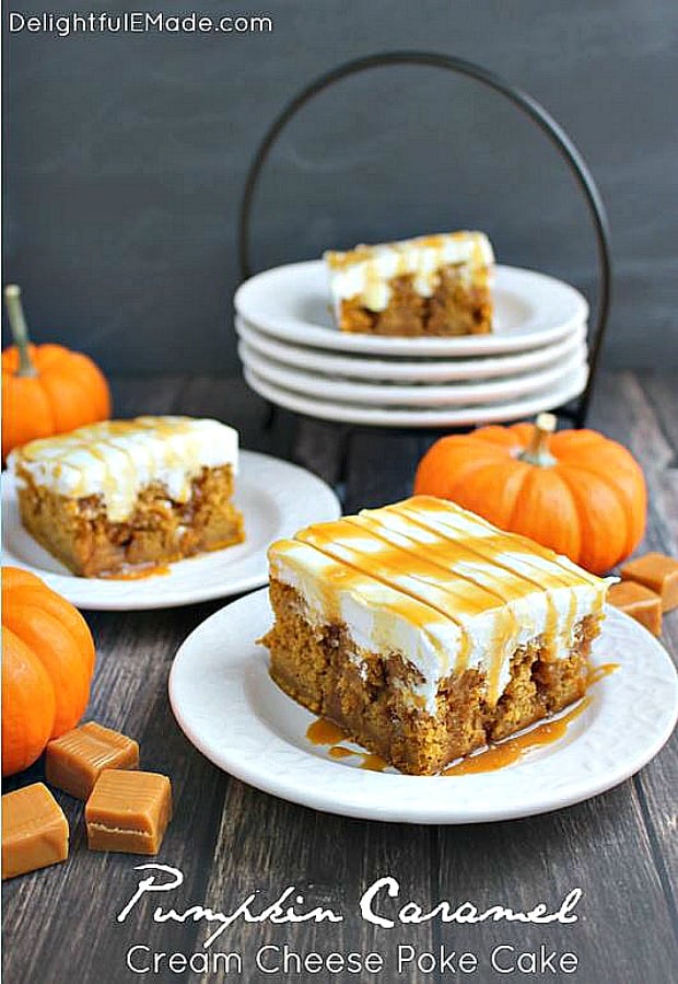 Pumpkin Caramel Cream Cheese Poke Cake