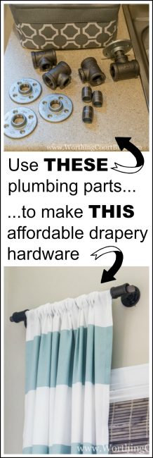 Use plumbing parts to make affordable drapery hardware!