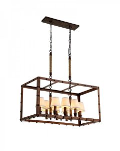 Parrot Uncle - Vintage Industrial Iron Chandelier With Horizontal Rectangular Frame Design