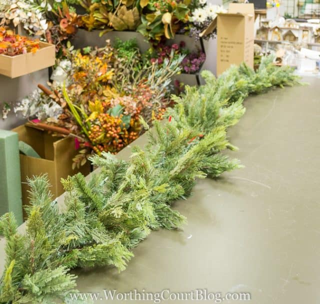 Branches of an evergreen tree laid out.