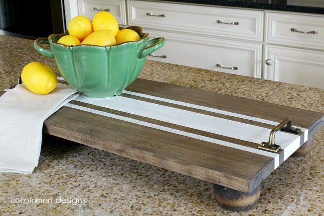 DIY Ticking Stripe Wooden Server Tray