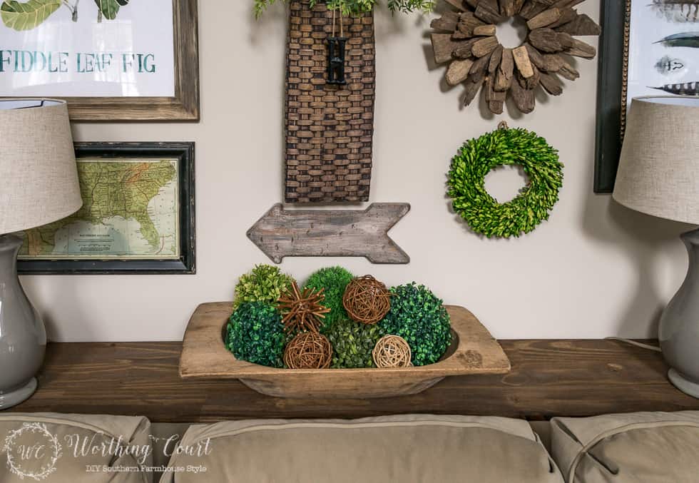 Rustic Gallery Wall Above The Sofa