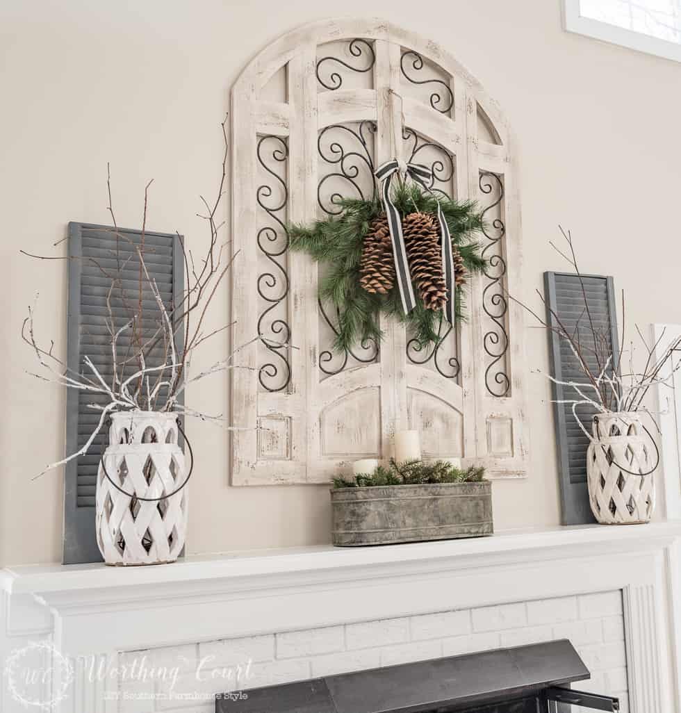 Winter Fireplace Mantel And Hearth