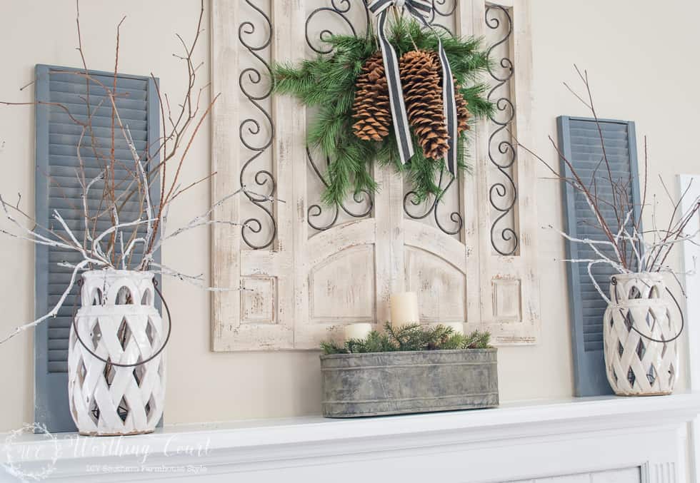 Winter Fireplace Mantel And Hearth
