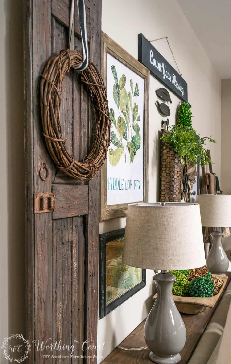 Rustic Gallery Wall Above The Sofa