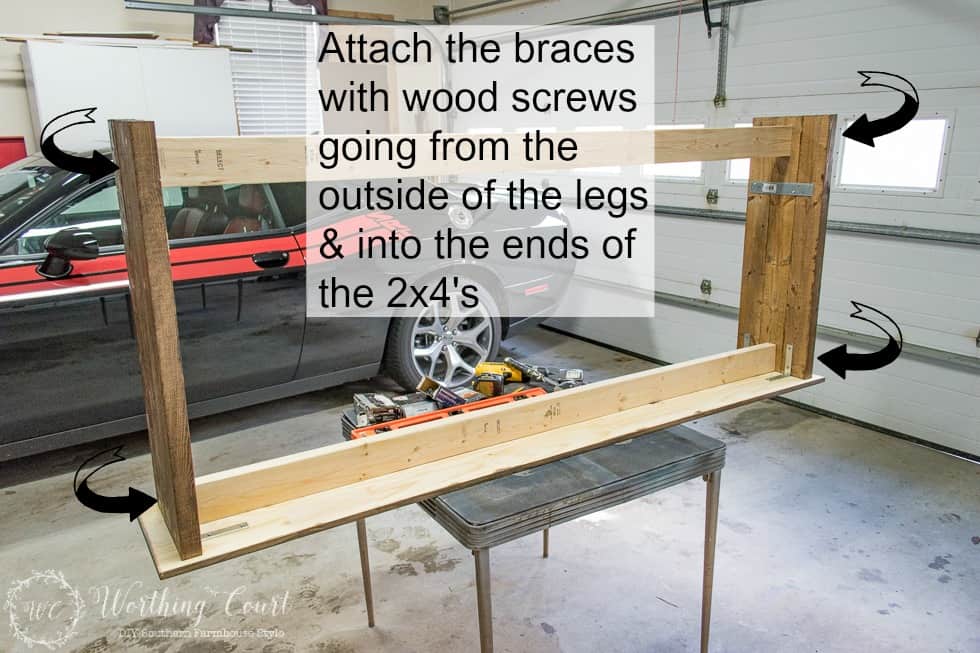 A diagram showing how to attach all the pieces to the wooden table.