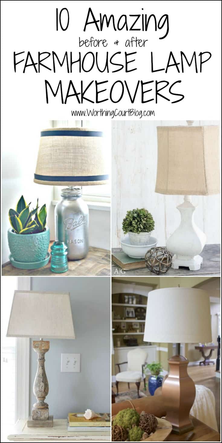 10 amazing before and after farmhouse lamp makeovers poster.
