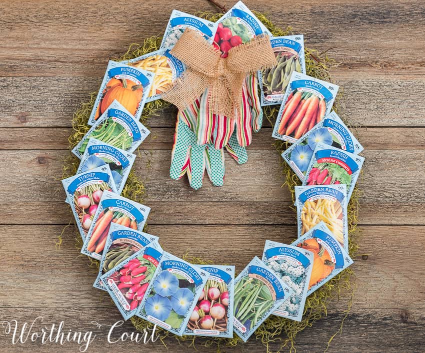 spring or summer wreath using seed packets