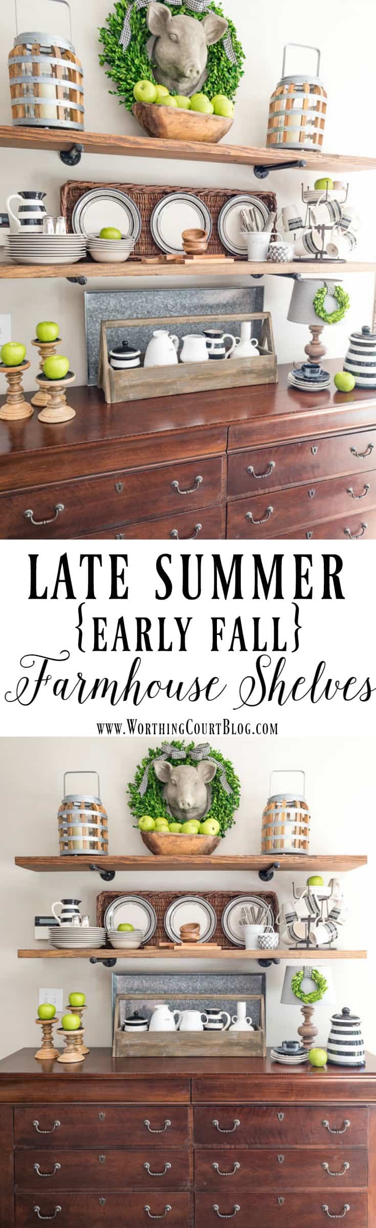 Late Summer or Early Fall Rustic Farmhouse Open Shelves