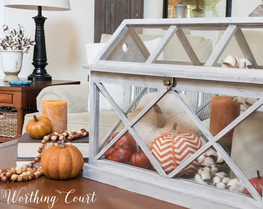 Fall terrarium on a coffee table || Worthing Court
