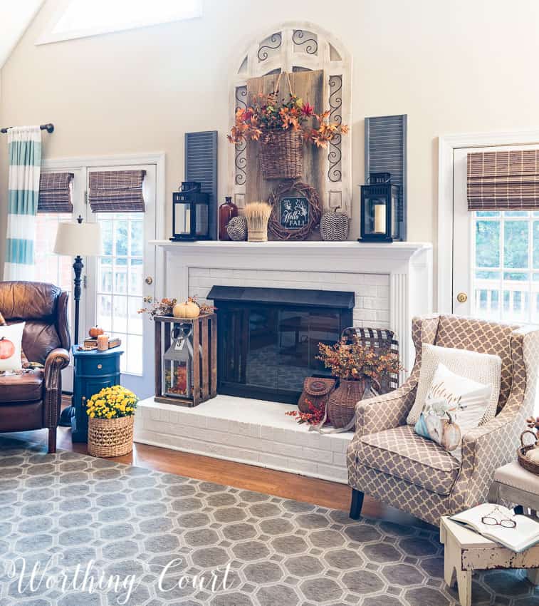 Farmhouse fall mantel and fireplace || Worthing Court