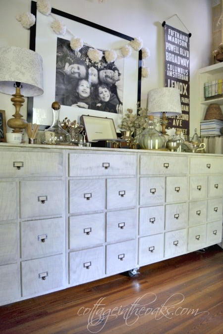 DIY Vintage Card Catalog Sideboard from Cottage In The Oaks