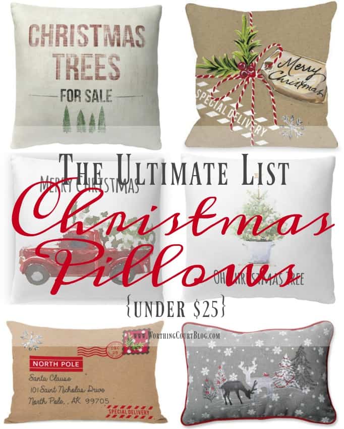 The Ultimate List Of Farmhouse Christmas Pillows Under $25 || Worthing Court