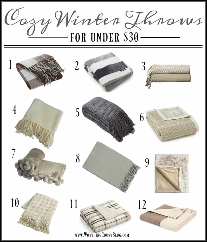 Affordable cozy winter throws in neutral colors to go with any decor || Worthing Court