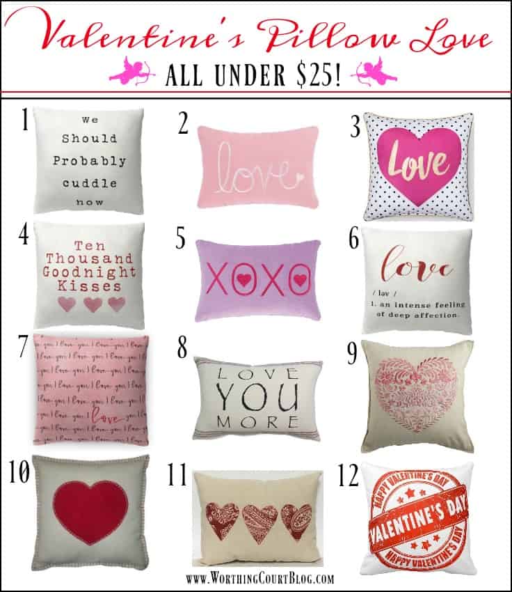12 Valentine's Day Pillows Under $25 || Worthing Court