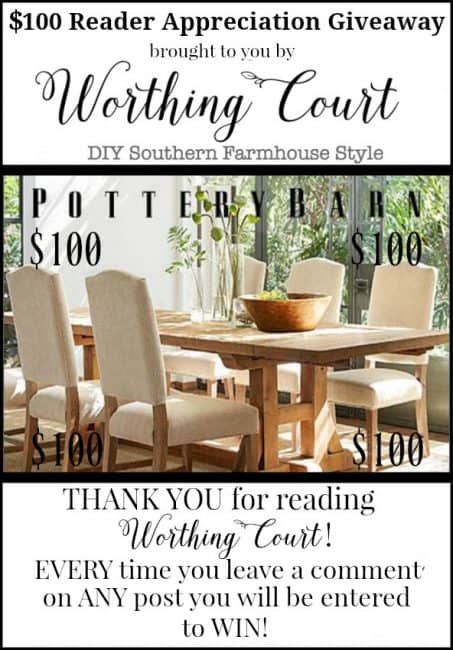 $100 Pottery Barn Gift Card Giveaway! Simply leave a comment on ANY blog post during the month of March 2017 to automatically be entered! || Worthing Court