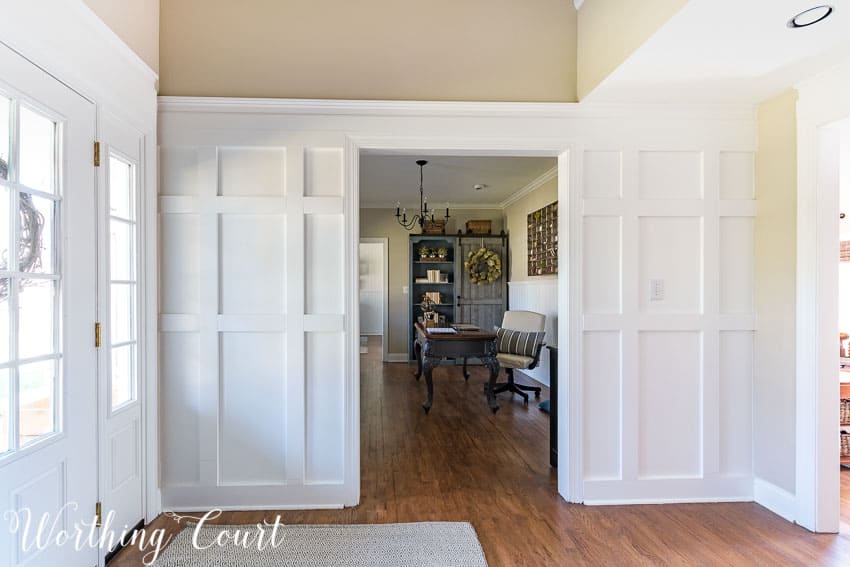 Farmhouse style foyer makeover update lighting options ...