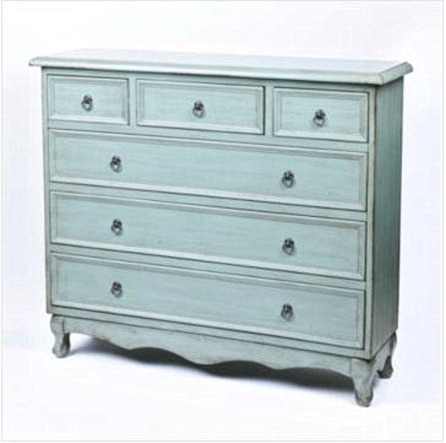 Where to buy this blue distressed chest. A great piece for narrow spaces. || Worthing Court
