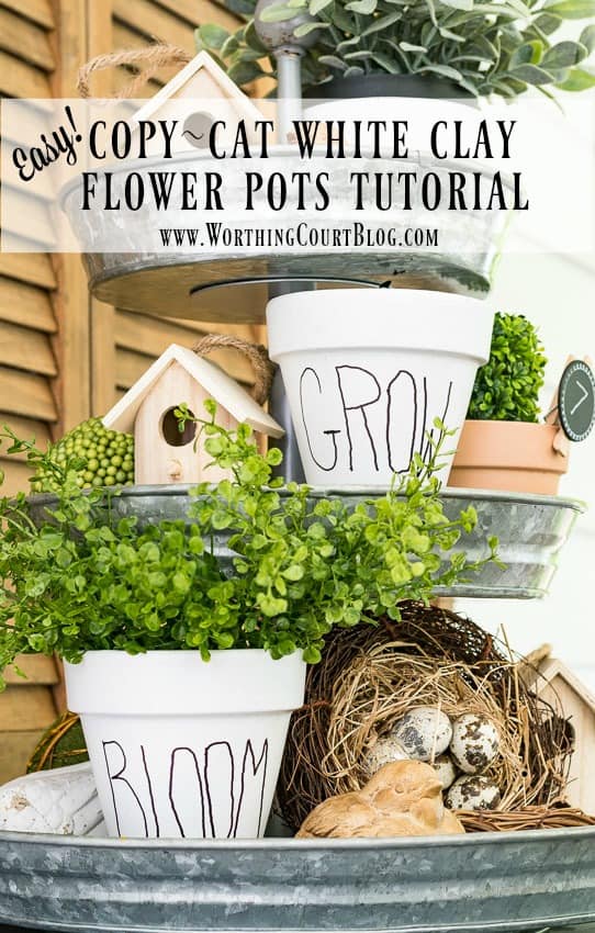 Copy Cat White Clay Flower Pots Tutorial - Under $10 || Worthing Court