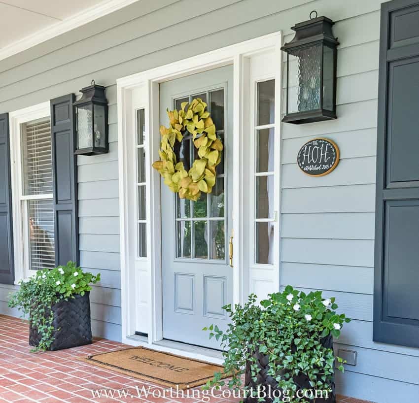 House exterior painted with Sherwin Williams Network Gray mixed at 85% intensity || Worthing Court